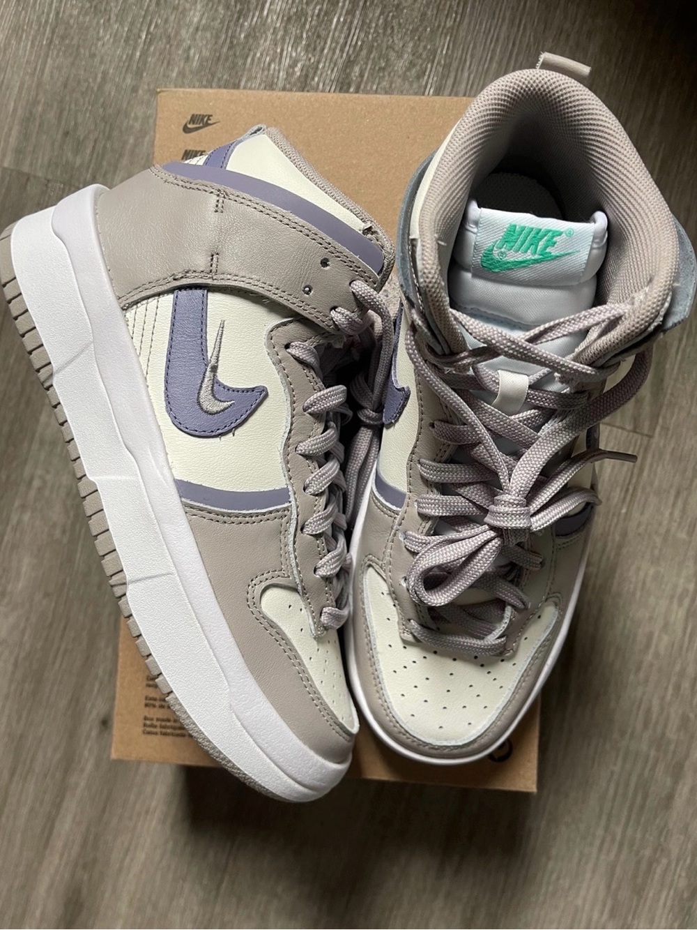 Nike Mid/Low-Top Sneakers in Cream, Light Gray and Lavender